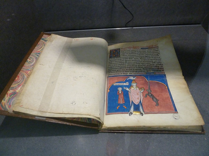 Le livre des prophéties des papes. Manuscrit sur parchemin et papier (1315-1320). Reliure par Simier Père.